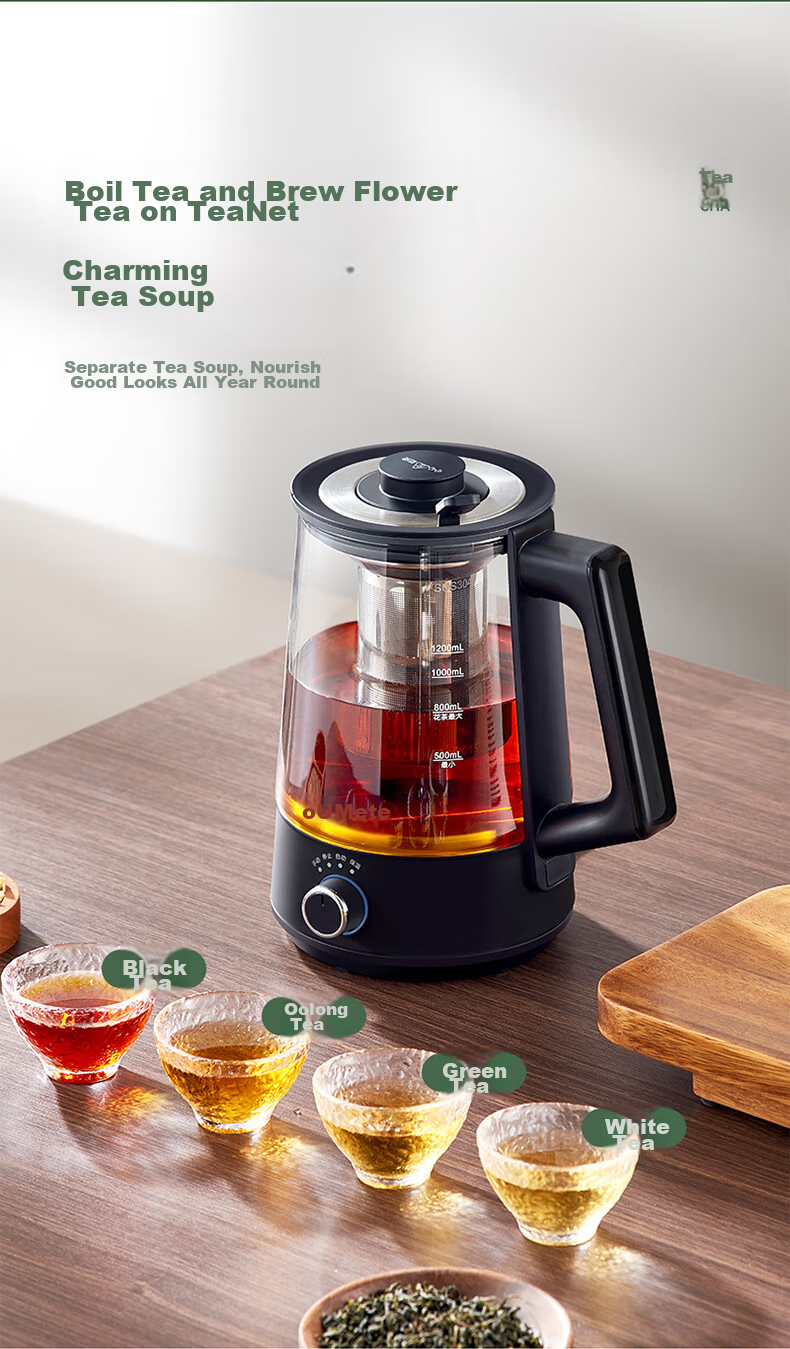 OUMETE Tea Kettle, Tea Maker, Spray-Type Steam Kettle, Health Pot, Glass Constant Temperature Insulated Tea Brewing Kettle OMT-PC1016A (Double Mesh) 5