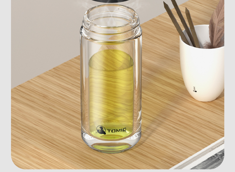 TOMIC Tea Infuser Mug, Antibacterial Double-Layer Glass Cup for Men, Titanium Tea Separator Cup, Customizable for Group Purchase 10