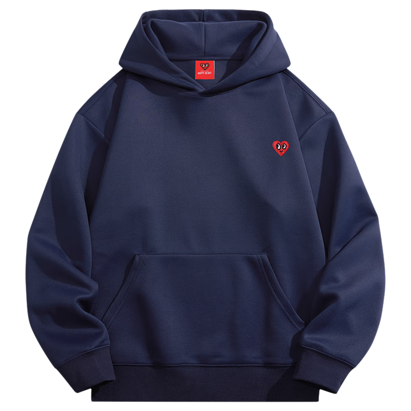 Chaersitaoxin Hooded Sweatshirt for Men And Women, Couple Matching Style, Solid Color Basic Versatile Fleece-Lined Thick Pullover Top, Navy Blue, Size M