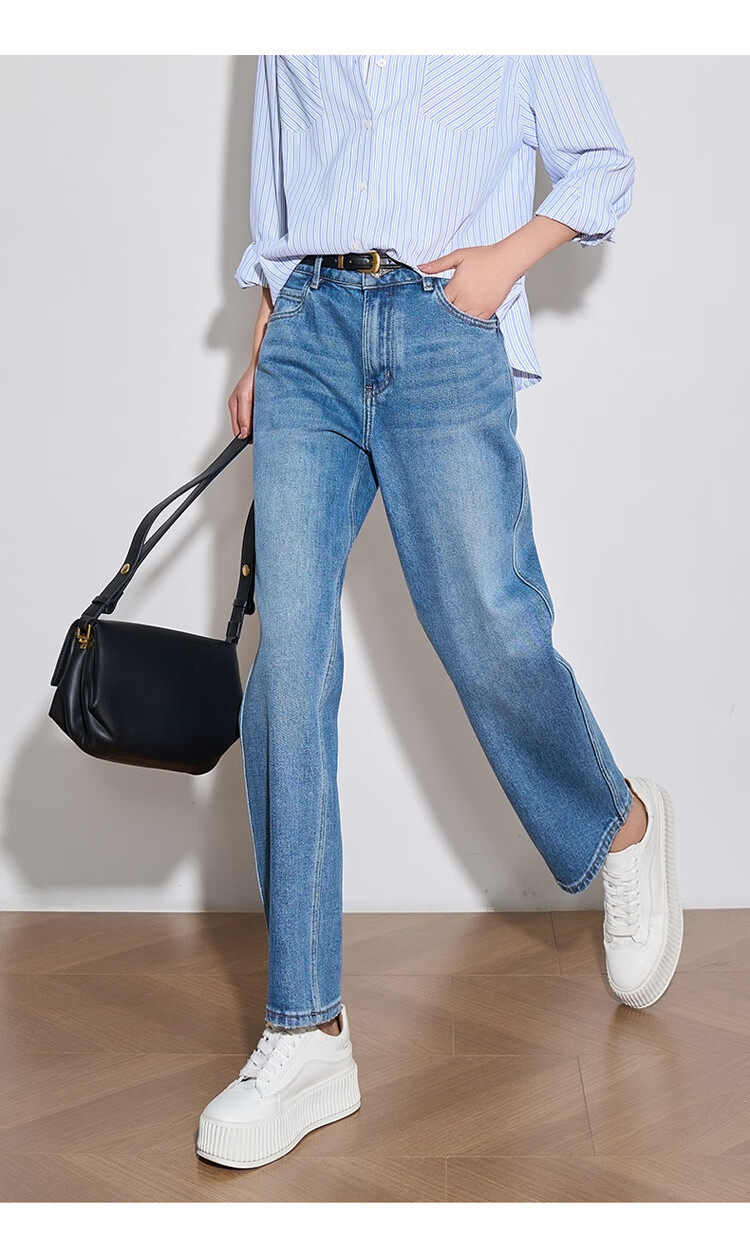 Oulain Women's Jeans, Loose-Fitting Casual Nine-Point Pants for Commuting, Suitable for Spring, Summer And Autumn, Denim Blue, Size L 17