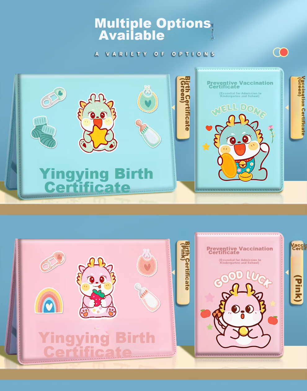 Jiaranheng Medical Birth Certificate Protector, 2026 Horse Year Newborn Baby Birth Certificate Protector, Standard Set, Ma Baobao Gree 15