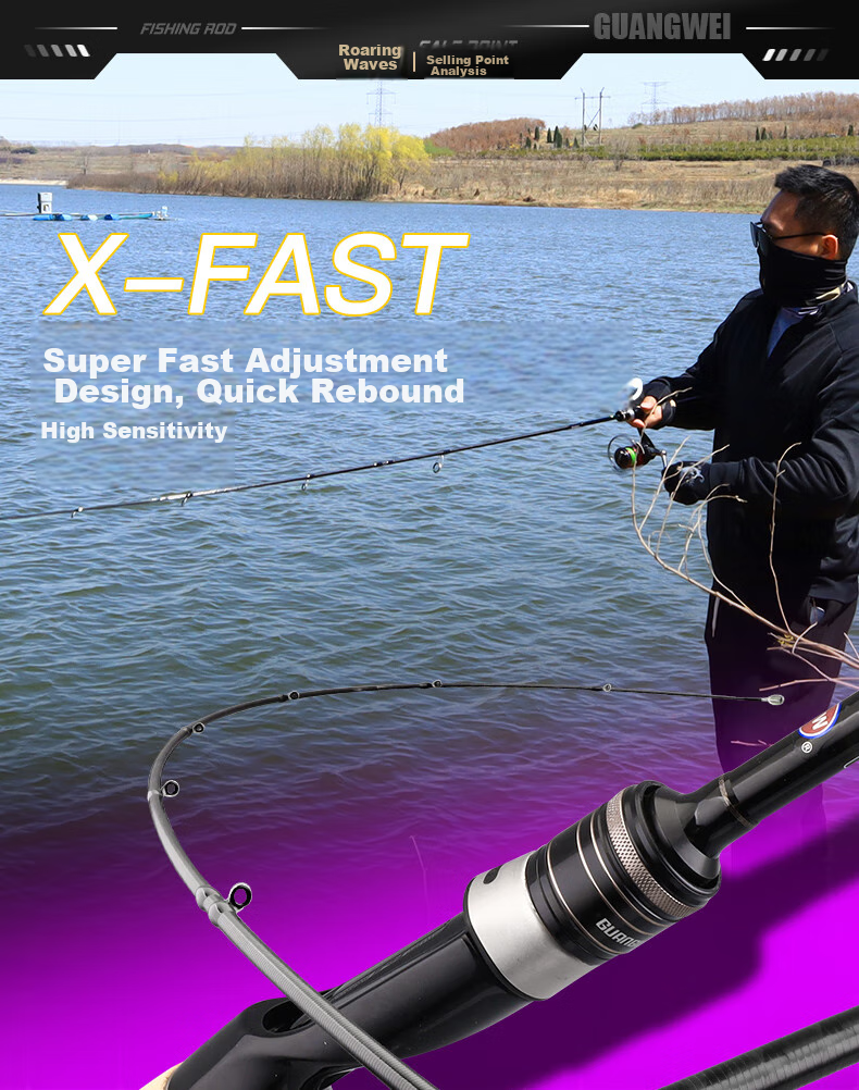 GW Xiaolang Lure Rod Straight Handle 2.1 Meters ML Action Spinning Reel Fuji A Ring Bait Rod Mandarin Fish Topmouth Culter Lure Rod Set 8