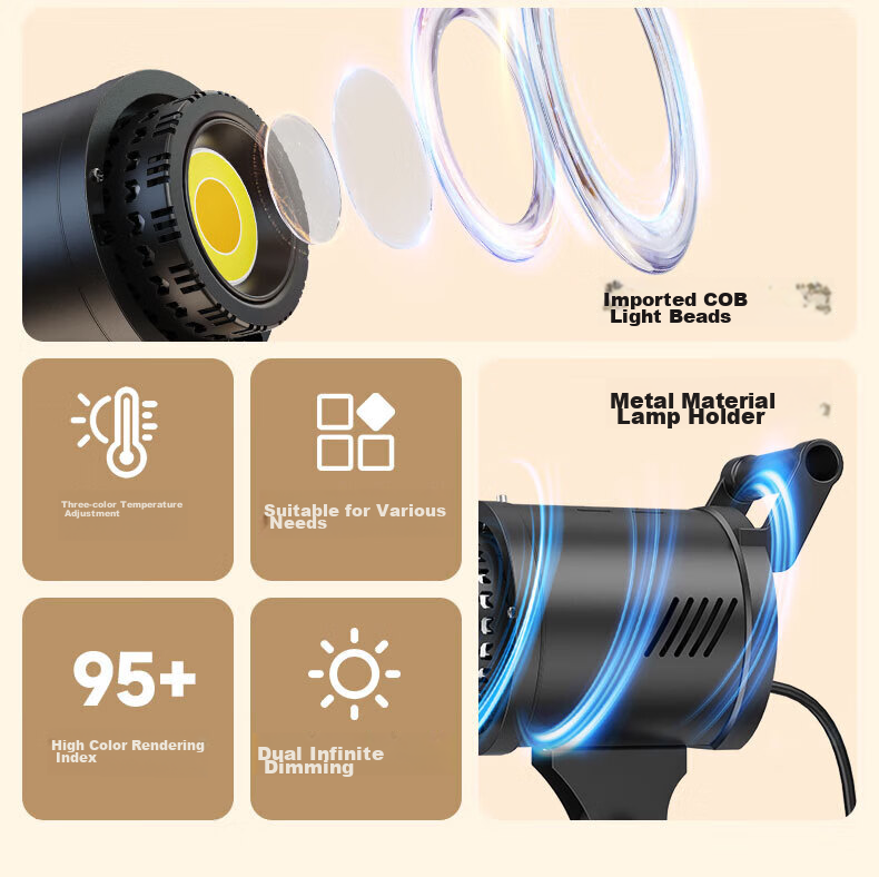 Beiyang Live Streaming Photography Fill Light, Live Streaming Light, Spherical Deep-Throw Light, Plant Light, Professional Studio Soft Light, High-Brightness COB Soft Light Ball, Portrait Beauty Environment Light 18