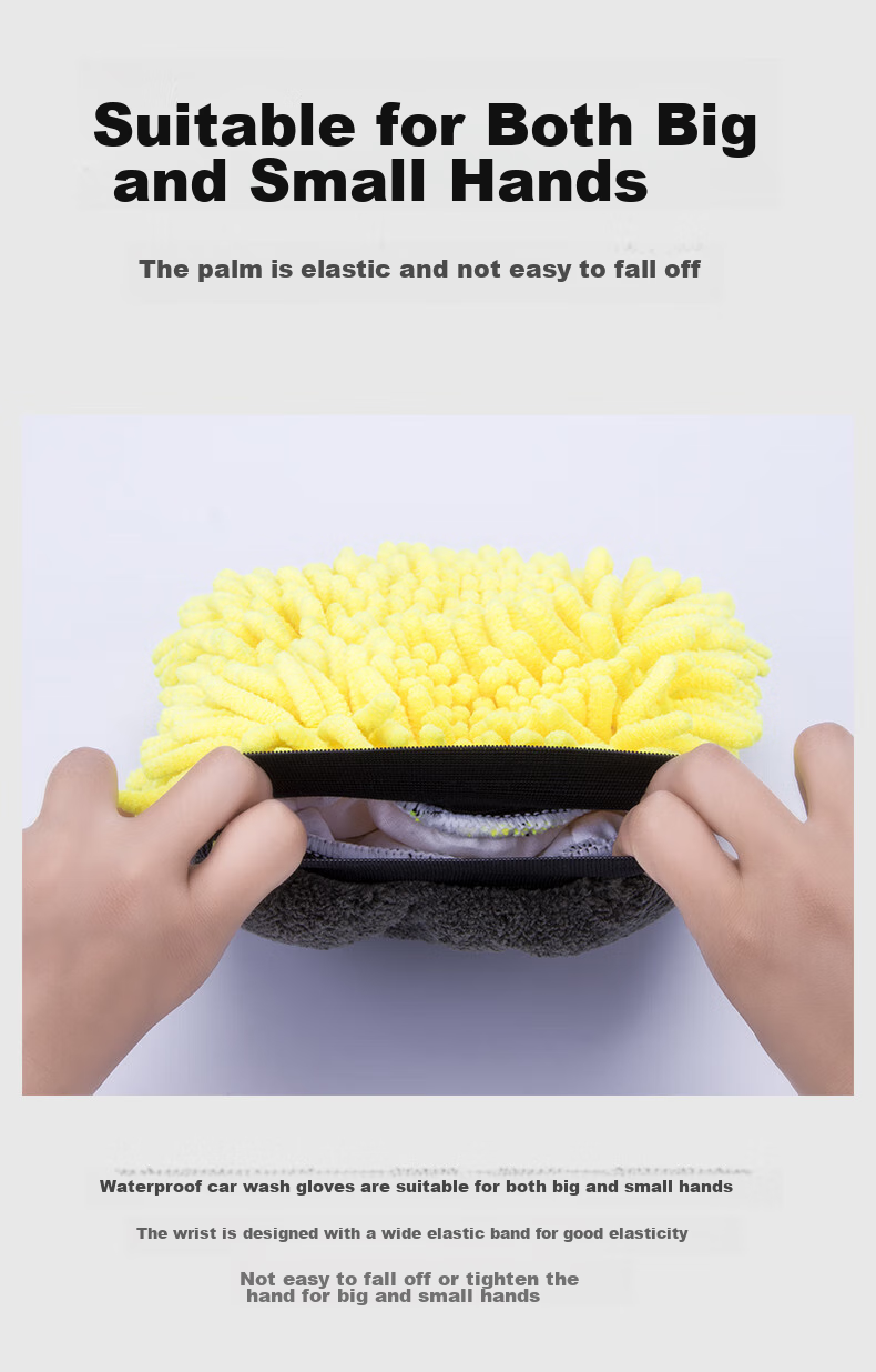 Astree Three-In Chenille Car Wash Gloves, Double-Sided Waterproof, Specialized for Car Cleaning without Damaging Paint, Elastic Cuffs with Ultra-Fine Fiber, Car Washing Cloth And Accessories 3