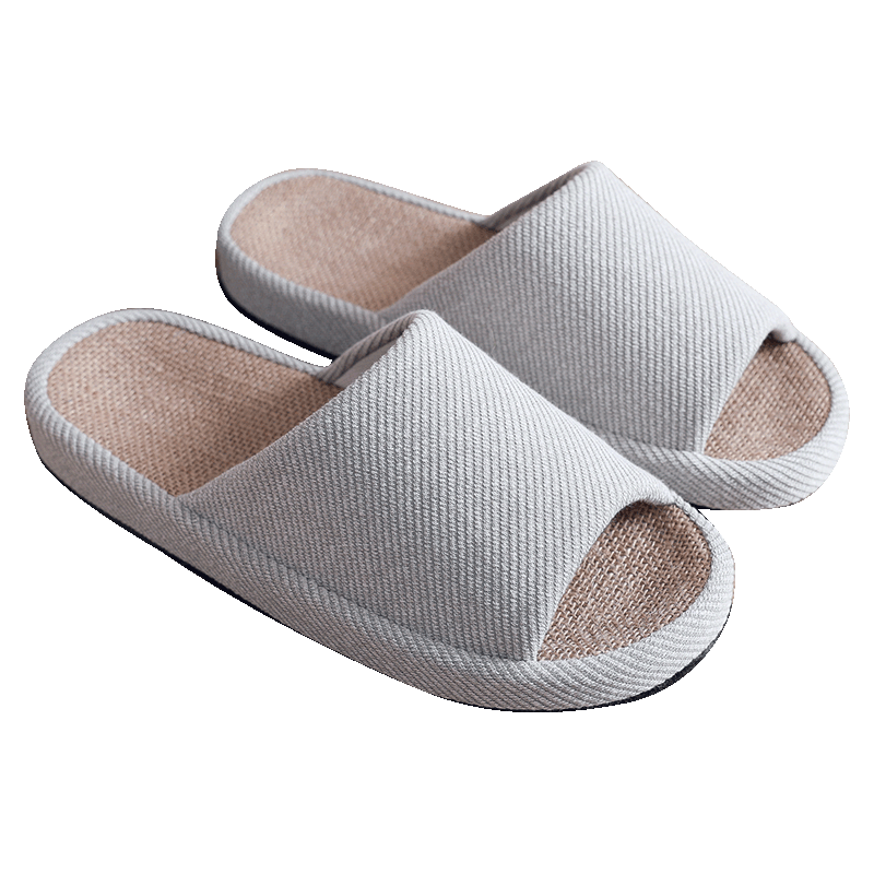 GUOLUOFEI Japanese-Style Linen Slippers for Women, Indoor Home All-Season Cotton And Linen Thick-Soled Men's Sandals, Beige, Size 43-44