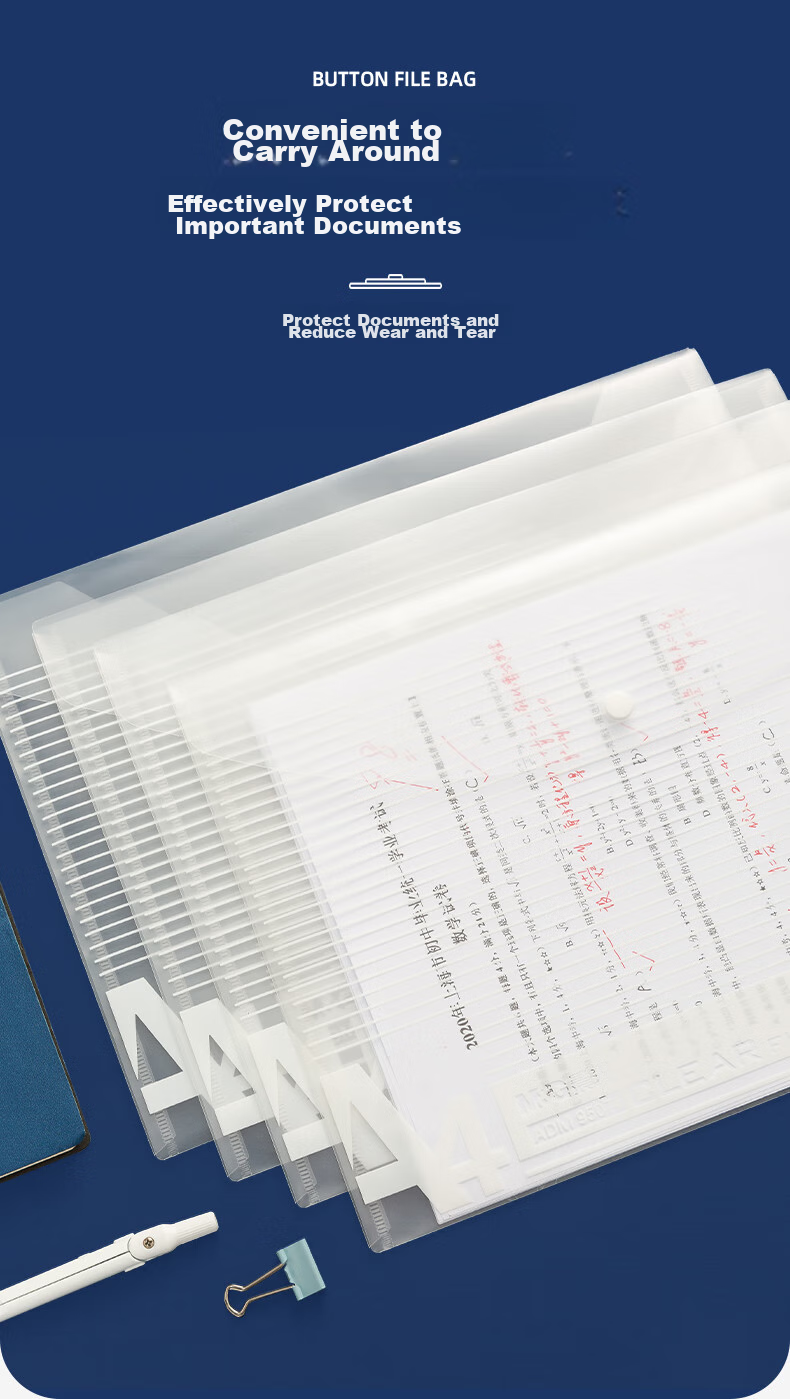 M&G Stationery A4 White Grid Button Folder, Press Stud Folder, Office Document Folder, Student Exam Paper Storage File Folder, Document Organizer Storage Folder, Pack of 12 ADM94516 9