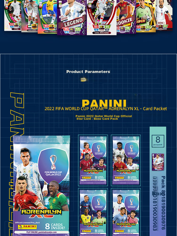 PANINI 2022 World Cup Official Player Card Pack - Full Box of 24 Packs 3