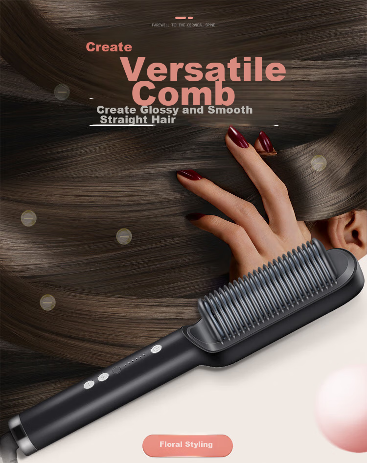 Jindao Hair Straightening Brush with Inner Curling Iron for High Crown Volume, Straightening Iron to Improve Frizz, 30s Quick Heating Constant Temperature Hair Protection KD380 Black Portable National Day Gift Birthday Present 7