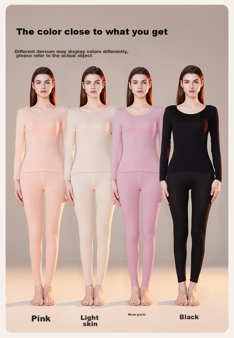 Ordifen Cashmere Thermal Underwear for Women, Autumn Top And Bottom, Lightweight Warmth, Autumn And Winter Couple's Anti-Static Base Layer Set, Pink M 20