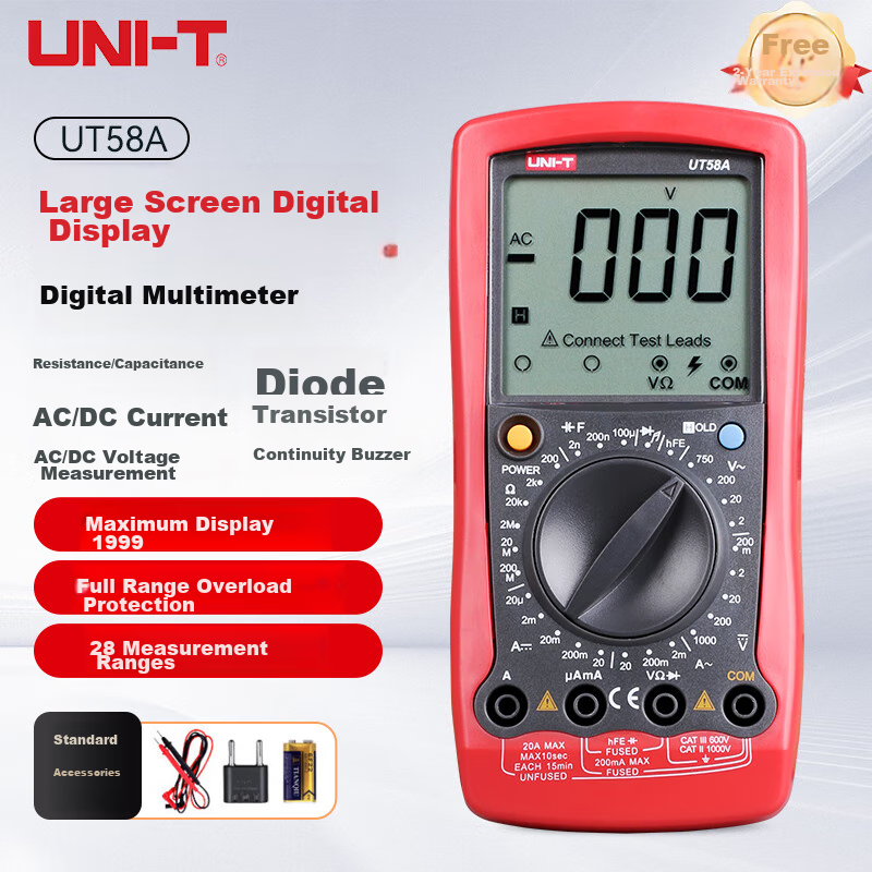 UNI-T UT58A Large Digital Multimeter, Universal Meter for Home Use, Electrician's Meter, Multi-Function Meter