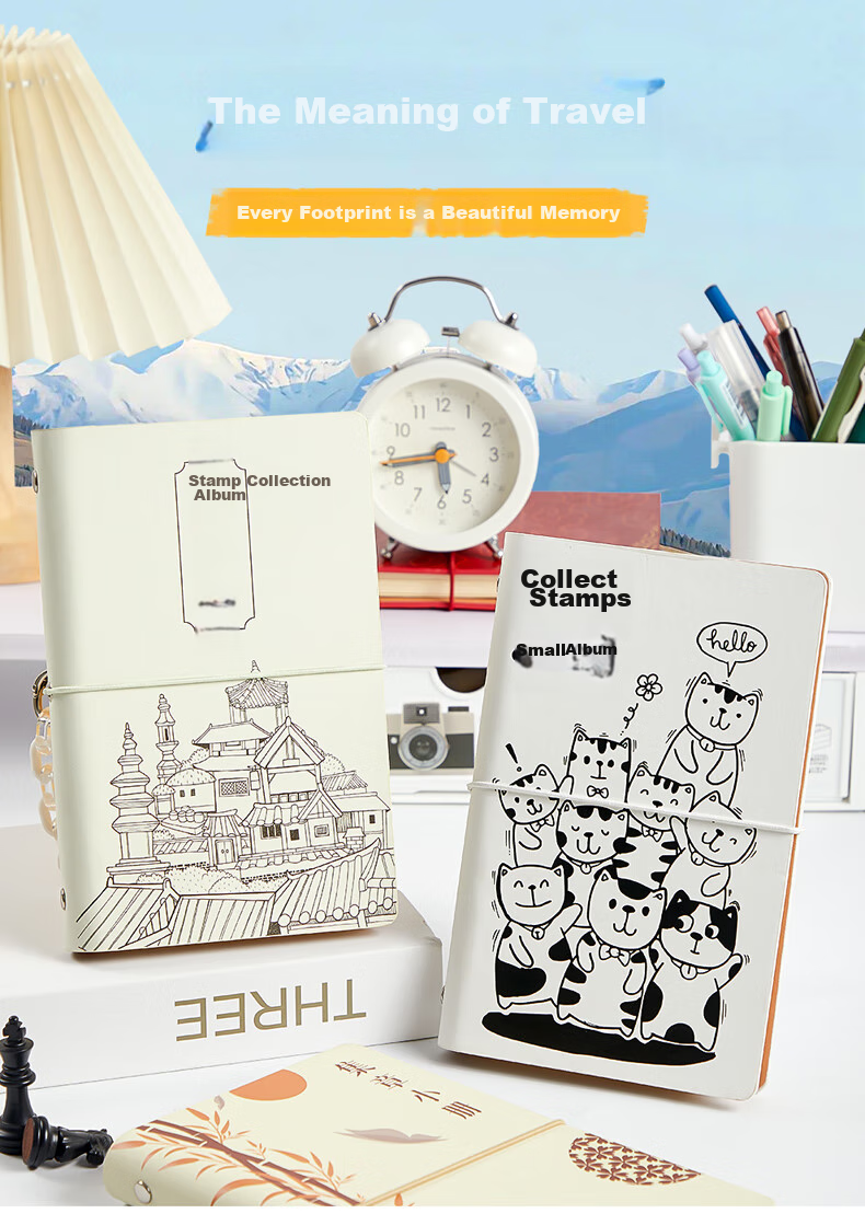 Jiaranheng Travel Stamp Collection Notebook, Blank Pages A6, Stamp Collection Book, Loose-Leaf Notebook, Beijing Palace Museum Tourist Spot Journal, Souvenir, Red 11