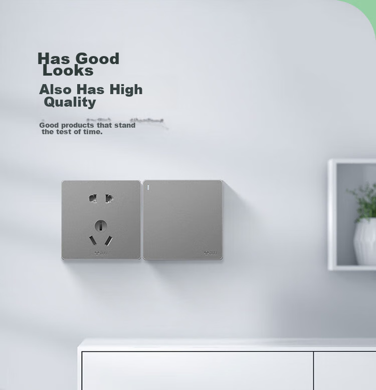 BULL Switch Socket G12 Series, Single Pole Double Throw Switch, Wall Large Panel G12K112, Space Gray, Concealed Installatio 14