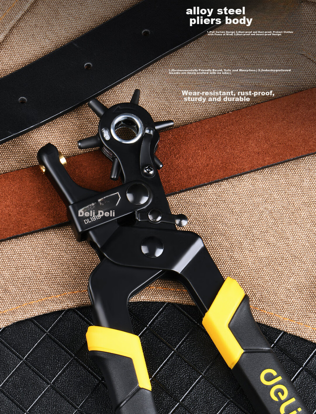 Deli Multi-Functional Labor-Saving Punch Pliers Belt Hole Puncher, Home Use Belt with 6 Holes, Alloy Punch Head 6