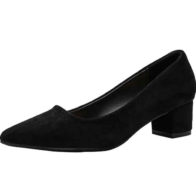 CARTELO High Heels for Women with Thick Heel, Comfortable Work Shoes, KCC-RM Black (3cm), Size 38
