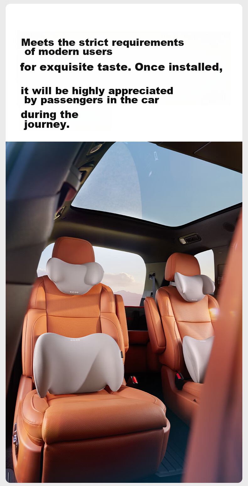 CICIDO Car Headrest And Lumbar Support Set, Neck Pillow And Back Cushion for Car Seat, Lumbar Support And Backrest Pillow 6