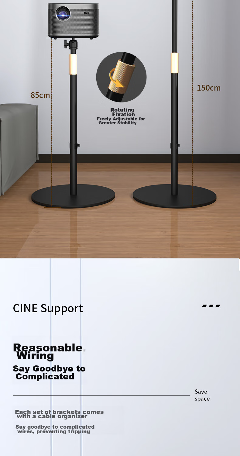CINE Projector Floor Stand Home Use No Drilling Required Height Adjustable Stand Compatible with XGIMI, JmGO, Dangbei, Xiaomi, Fengmi, Xiaoming Projectors Wall-Mounted Bedside Bracket LY01 6