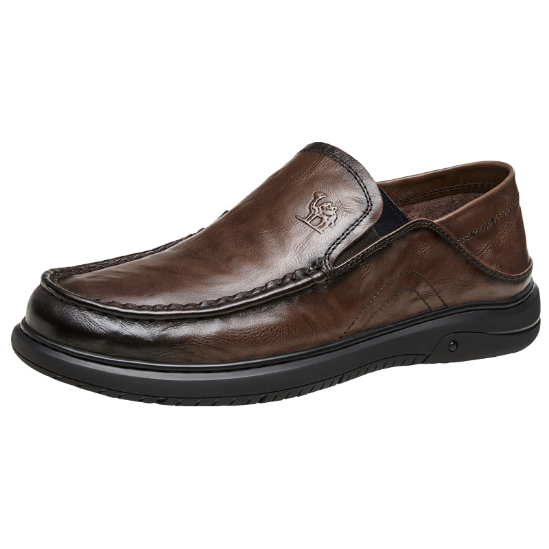 CAMEL Classic Business Soft-Soled Lightweight Commuter Gentleman Loafers Leather Shoes for Men G15S155031 Brown 41