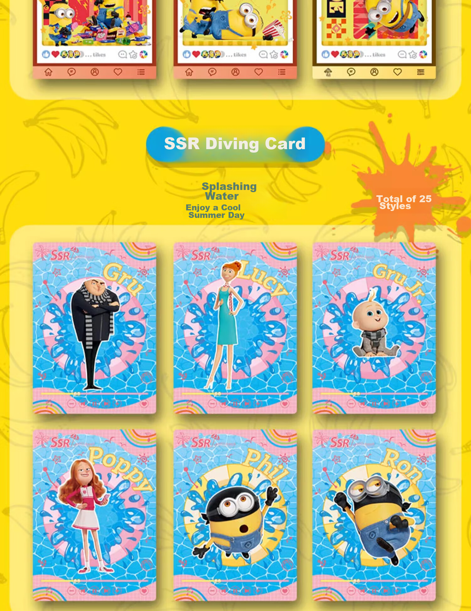 Card.Fun [Three Pieces, Five-Fold] Official Minions Carnival Holiday Collection Cards, Blind Box Cards, Anime Cards, Merchandise, Gu Zi, Single Pack (3 Cards/pack) 10