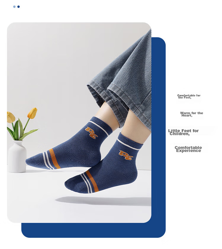 Bingxuemumian Children's Socks for Boys, Mid-Calf Cotton Socks for Autumn And Winter, 6 Pairs, for Small to Big Kids, Boys' Casual Short Socks for Spring And Fall, All Seasons 13