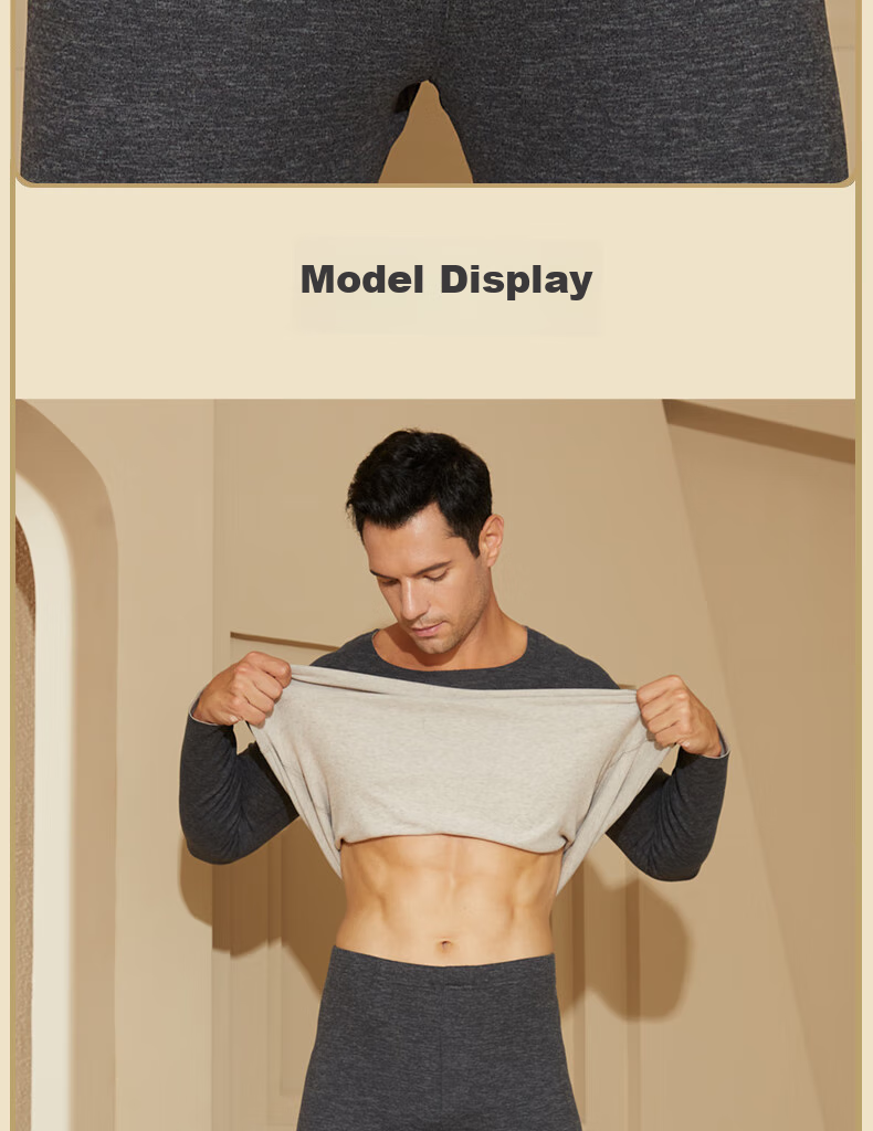 YUZHAOLIN 10A Antibacterial Seamless Thermal Underwear for Men, Containing Wool And Silk, Brushed Fleece, Autumn Top And Bottom Set, Fleece-Lined And Thickened 17