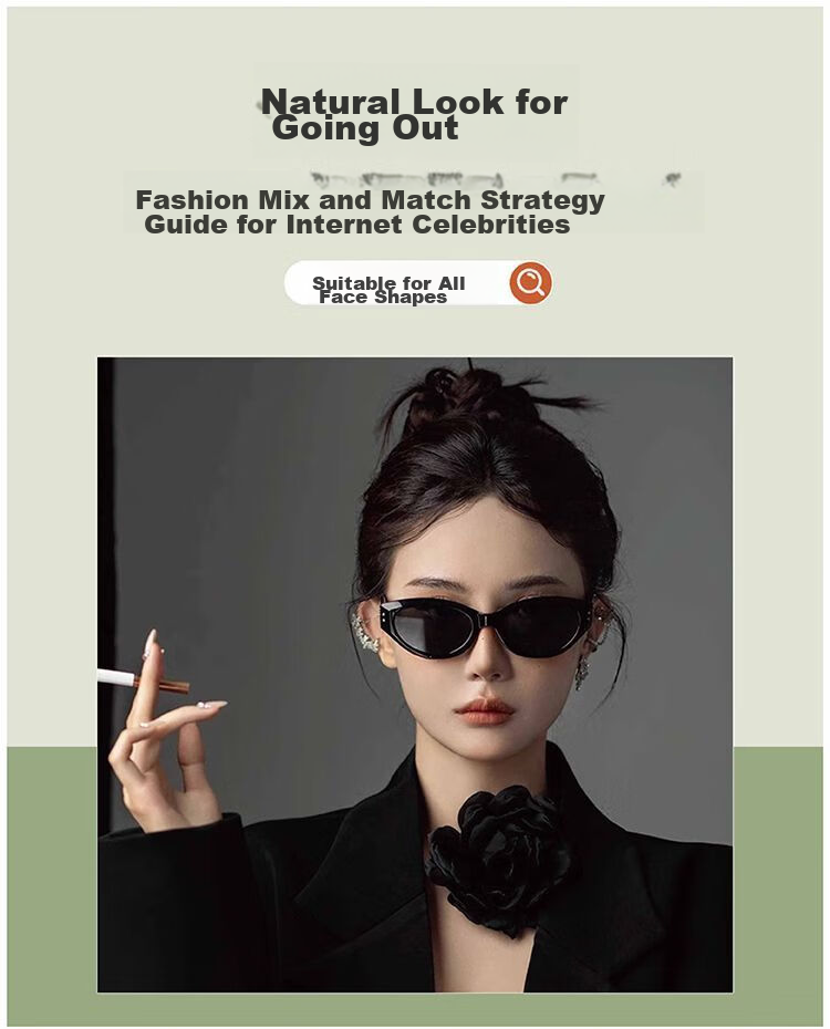 Cuntiandaofu Cat Eye Sunglasses, Vintage Cat Eye Sunglasses for Women, High-End GM Sunglasses, Black Frame with Gray Lenses 2