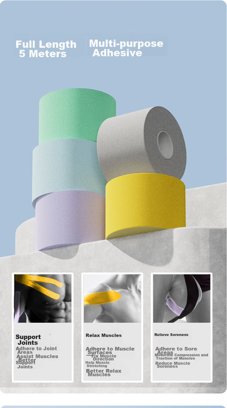 JD Original Elastic Bandage, Sports Kinesiology Tape for Knee, Ankle, Back, Abdomen, Anti-Sprain Tape, Light Gray 13