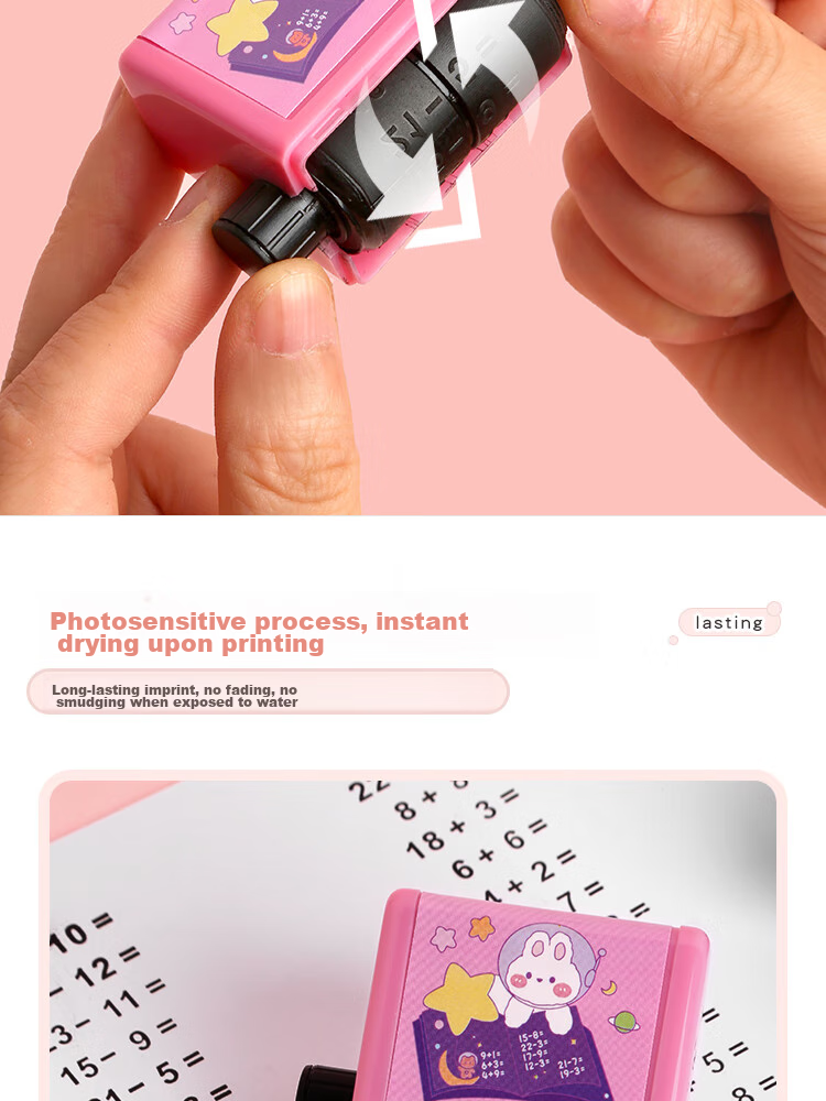 Sannianerban Math Subtraction Arithmetic Problems within 100, Rolling Stamp Questions, Random Question Generator for Primary School Students' Mental Arithmetic, Quick Memorization Tool for Arithmetic, Pink Subtraction Set 6
