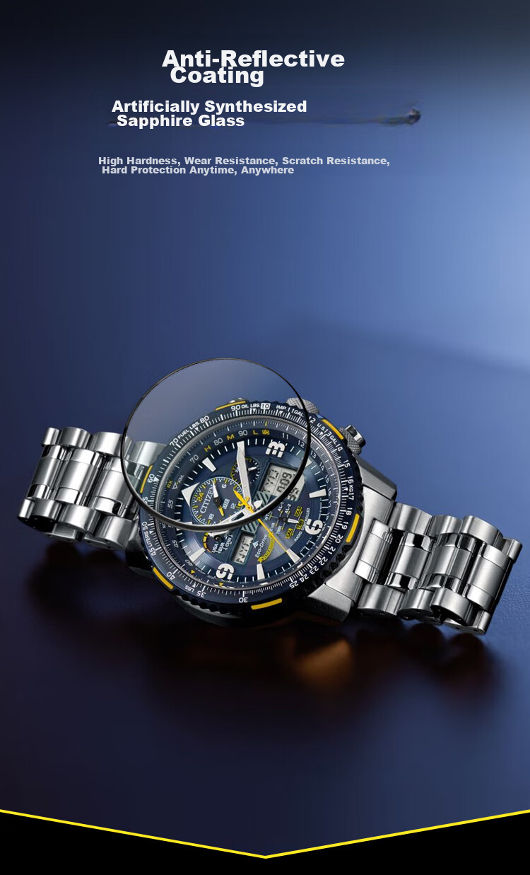 CITIZEN Watch for Men, Japanese And Korean Style, Blue Angel Eco-Drive Radio-Controlled Steel Band, Business Gift for Boyfriend, AT8020-54L 8