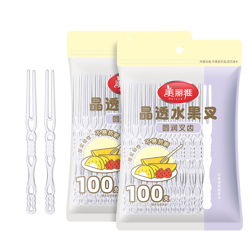 MARYYA Fruit Forks, 200 Pieces, Disposable Food Grade Dessert Forks for Children's Cake And Snacks