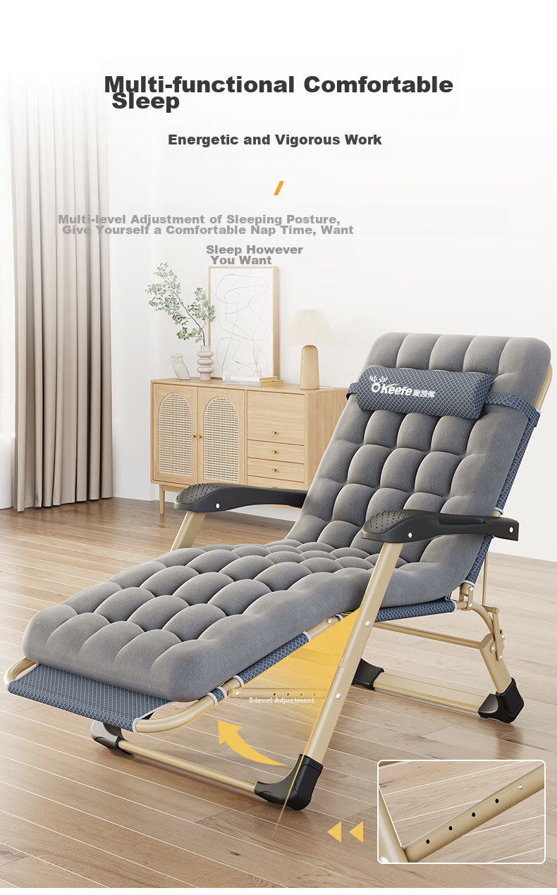 OKeefe Folding Bed, Lounge Chair, Single Bed, Office Nap Chair, Folding Chair, Hospital Companion Bed, Camp Bed, Integrated Seat Cushio 4