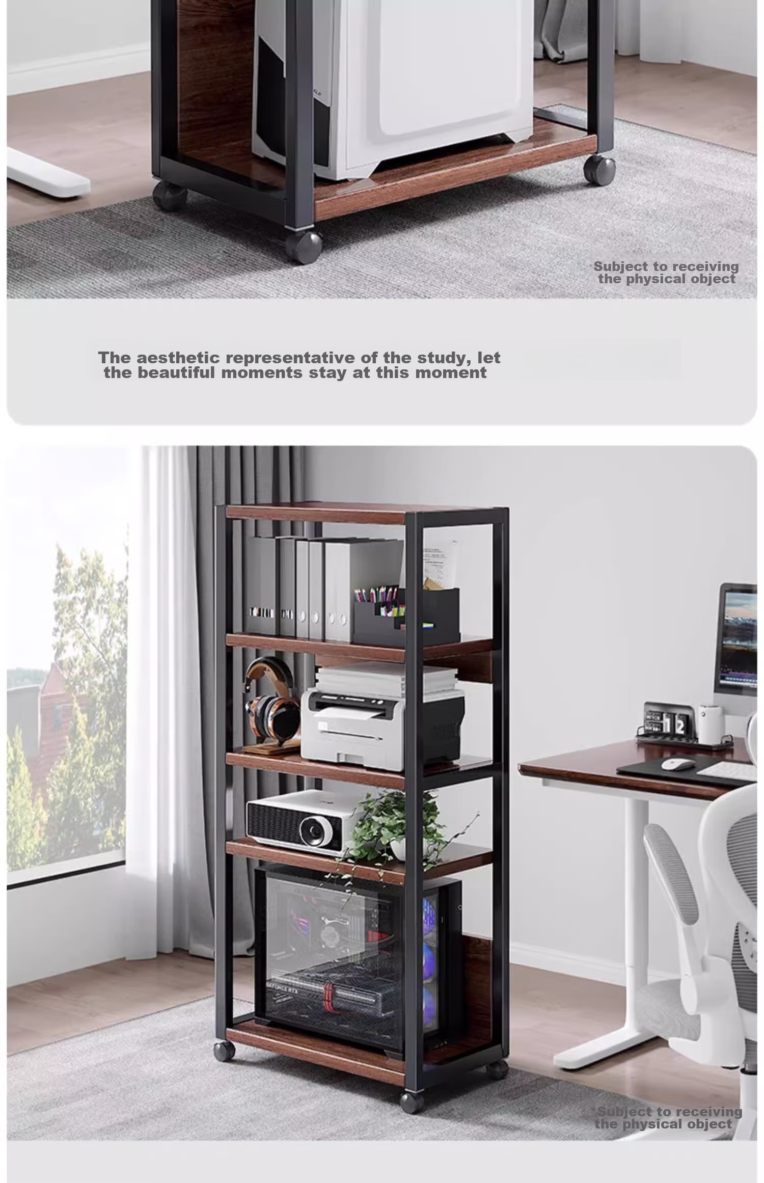FENJIEXIAN Storage Rack, Printer Stand, Floor-Standing Organizer, Multi-Layer Movable Storage Shelf, Simple Rack, Layer Shelf, Microwave Oven Rack 13