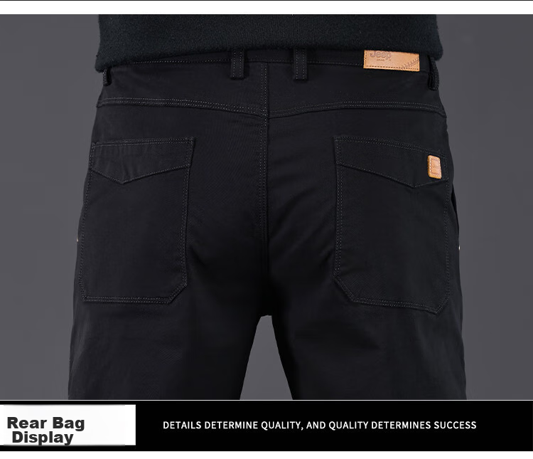 JEEP High-End Men's Casual Pants, New Spring 2026 Style, Loose Straight-Leg, Light Business Pure Cotton Trousers for Me 27