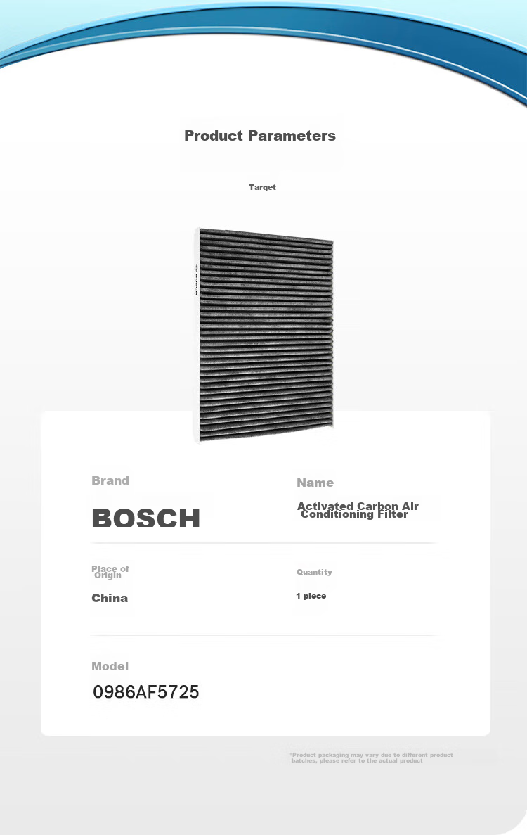 BOSCH Air Conditioning Filter Element 5725 for Nissan Sylphy, Bluebird, Tiida, GTS, Qichen D60, Chengu, Infiniti ESQ 10