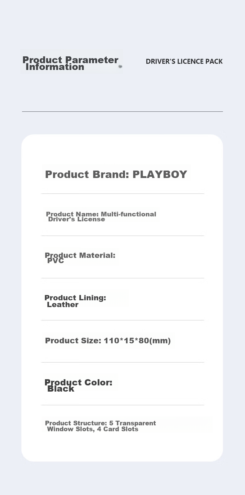 PLAYBOY Driver's License Holder for Men, Large Capacity Multi-Slot Integrated Vehicle Driving Permit Protective Case Card Holder Birthday Gift 9