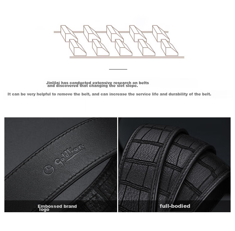 Goldlion Men's Leather Belt with Automatic Buckle, High-End Wooden Gift Box, Deerhide And Cowhide Trouser Belt, Birthday Gift for Gifting 9