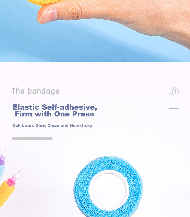 Deli Student Writing Finger Protector Bandage, Odorless Anti-Friction Anti-Callus Self-Adhesive Elastic Bandage, Finger Joint Protector Sleeve 25mm*4m, 3 Rolls Mixed Colors 30602 9