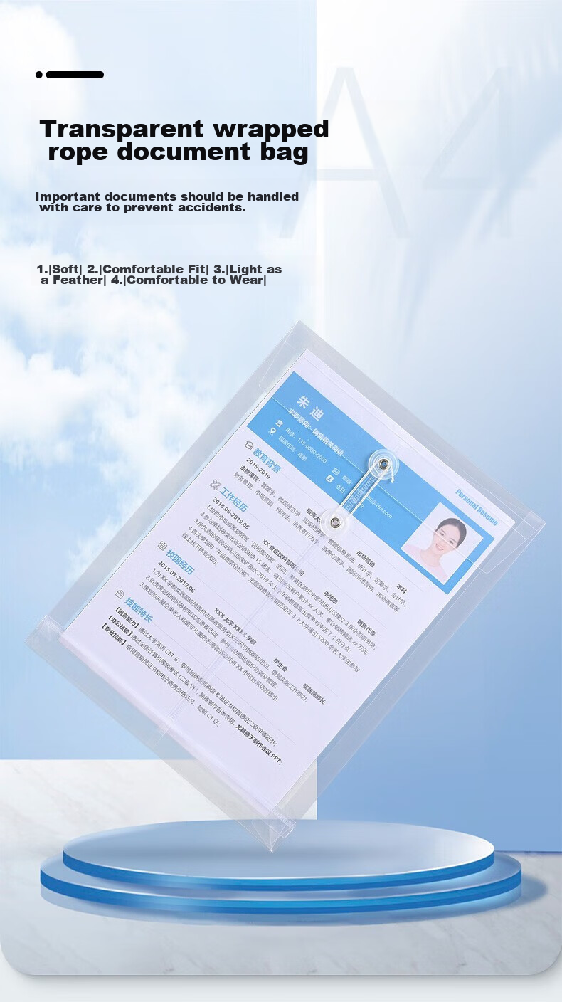 Taidang 10 Transparent File Folders, 3cm Plastic A4 Size, Waterproof Document Bags, PP Office File Storage, Thickened Version TA02155 1
