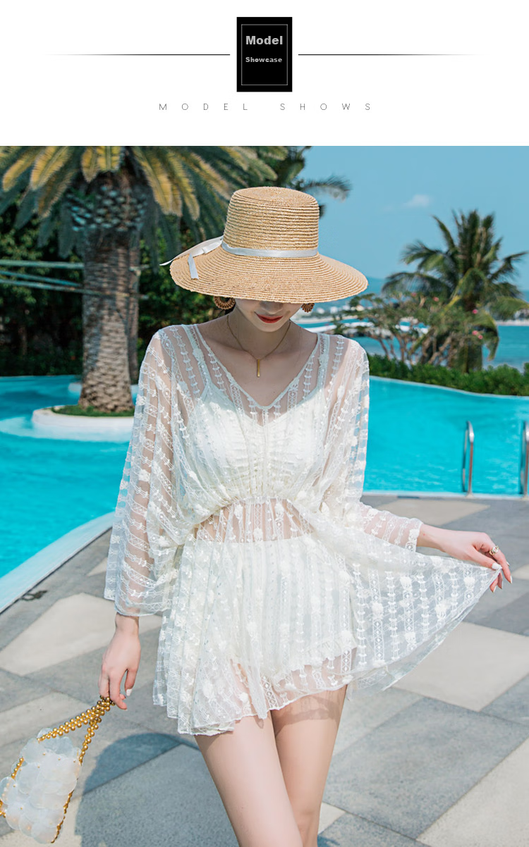 DK Women's Swimsuit, Tummy Control, Slimming, Korean Ins Style, Hot Spring Swimwear, Sexy Two-Piece Set, Fairy-Like, Off-White, XXL 3