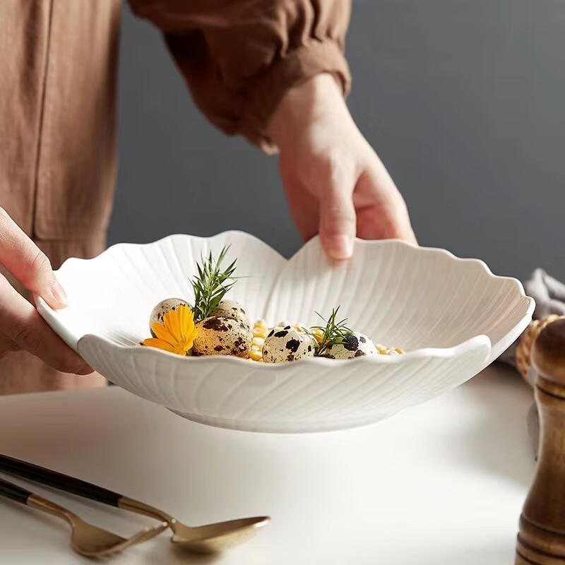 Canjiangjun Western Steak Plate, Home Fruit Plate, Underglaze Ceramic High-End Cake Serving Dish, 8 Inches
