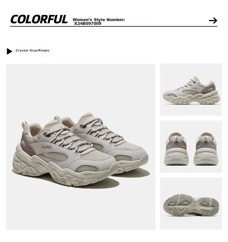 CAMEL Retro Chunky Sneakers for Women, Thick-Soled Height-Increasing Casual Sports Shoes X24B09L7009 Milk White/blue 36 42