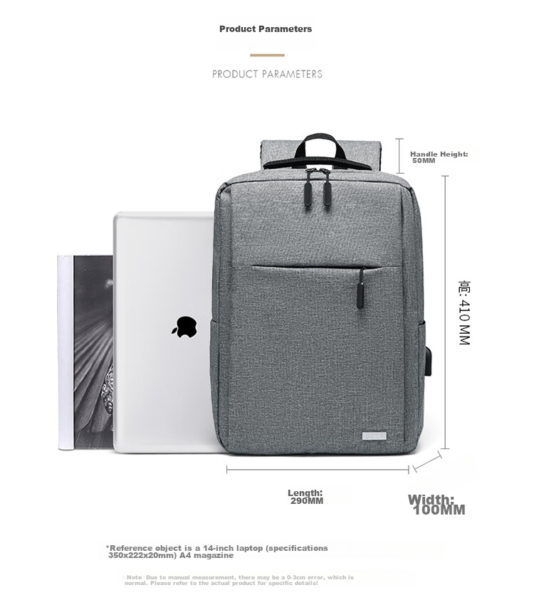 GOLF Backpack for Men, Korean-Style Backpack, 14-Inch Laptop Bag, Business Backpack for Men And Women, Casual Travel Bag, Student Schoolbag 17