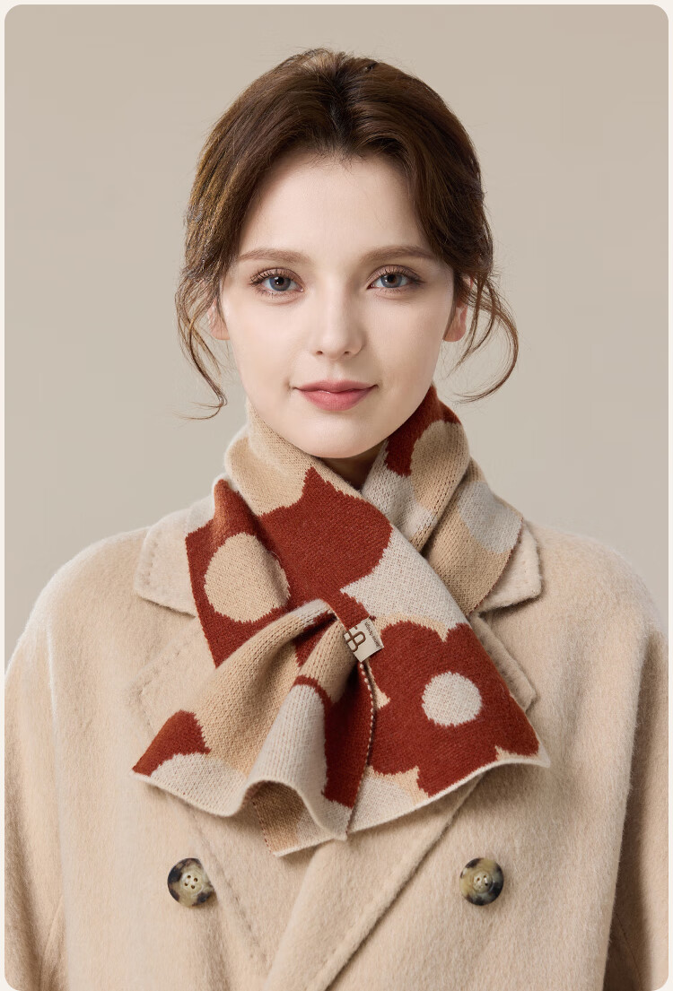 JIUMU Pure Wool Scarf for Women, Autumn And Winter Ladies' Warm Neck Warmer, Lightweight Winter Neck Protection Short Scarf for Wome 17