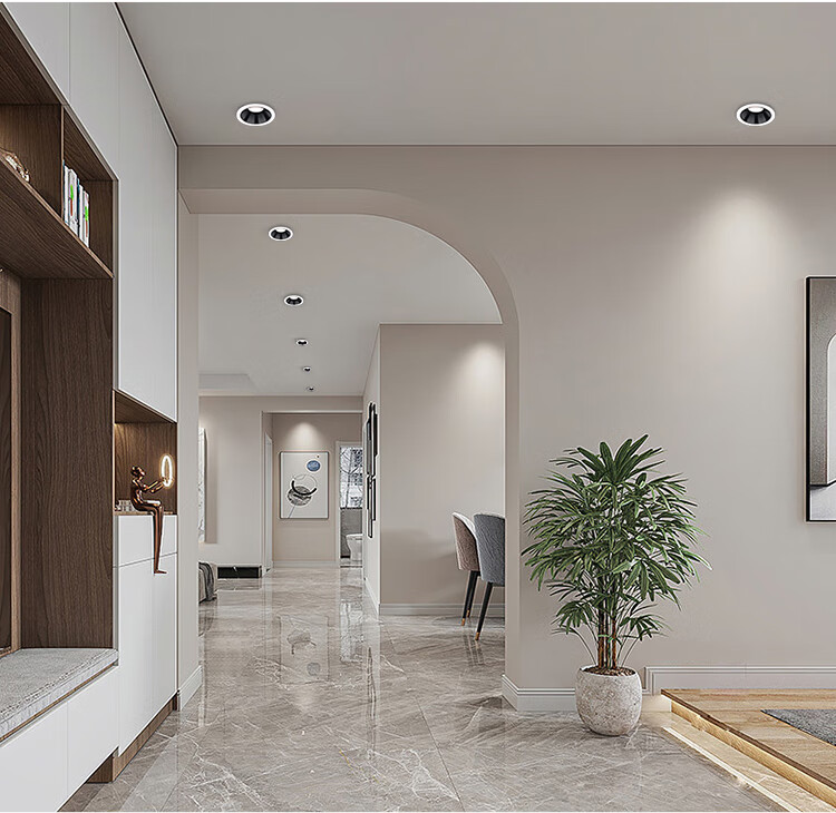 NVC LED Downlight for Home Living Room, Recessed Ceiling Light, Anti-Glare Black Cup, 7W, Smart Stepless Dimming [Yuhua] Ra95 10