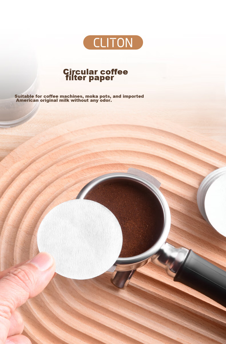 CLITON Italian Coffee Machine Round Filter Paper for Drip Bags, Coffee Filter Discs, 58mm - 100 Sheets 1