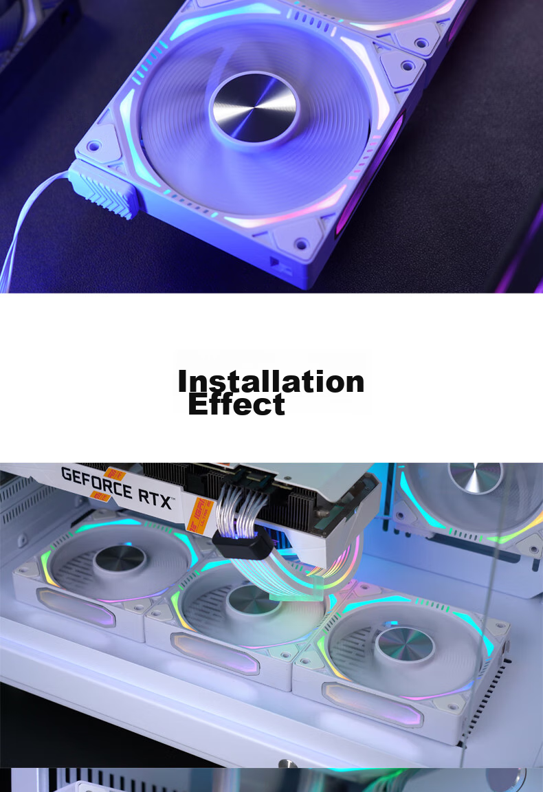 Wanjia Star Chain Building Blocks White Forward Three-Pack 12CM Water-Cooled Case Fan Module Wireless Assembly/ARGB Lighting Sync/PWM Temperature Control 13