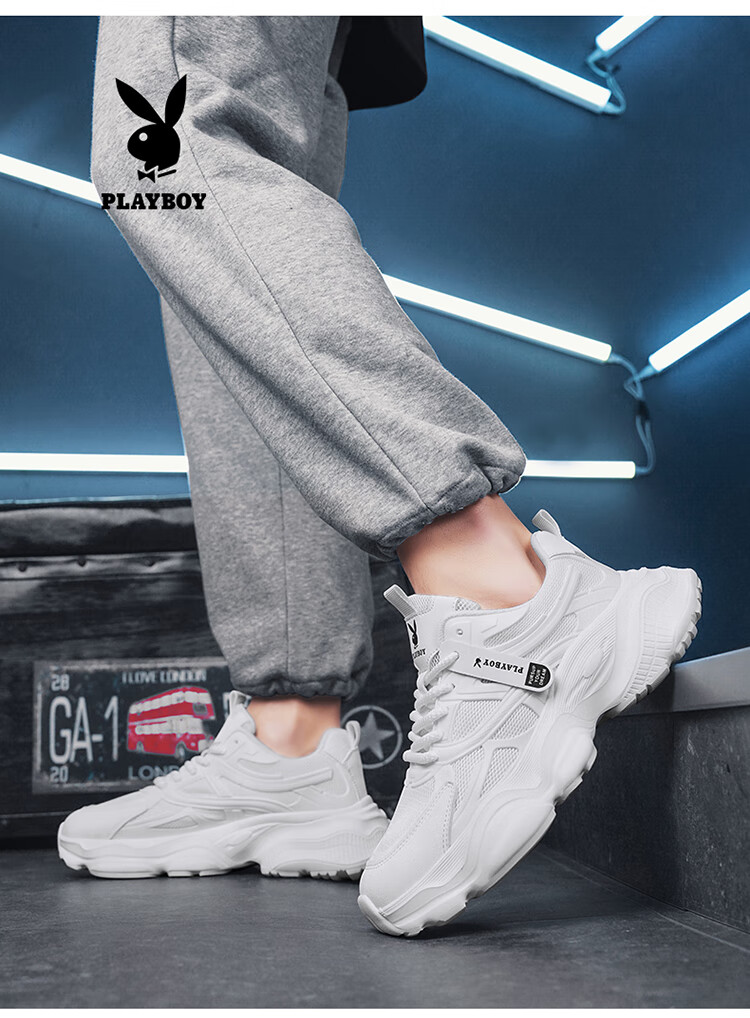 PLAYBOY Dad Shoes for Men, 2026 Autumn And Winter Footwear, Casual Shoes for Men, Thick-Soled Height-Increasing Mesh Trendy Sneakers, Beige, Size 41 6