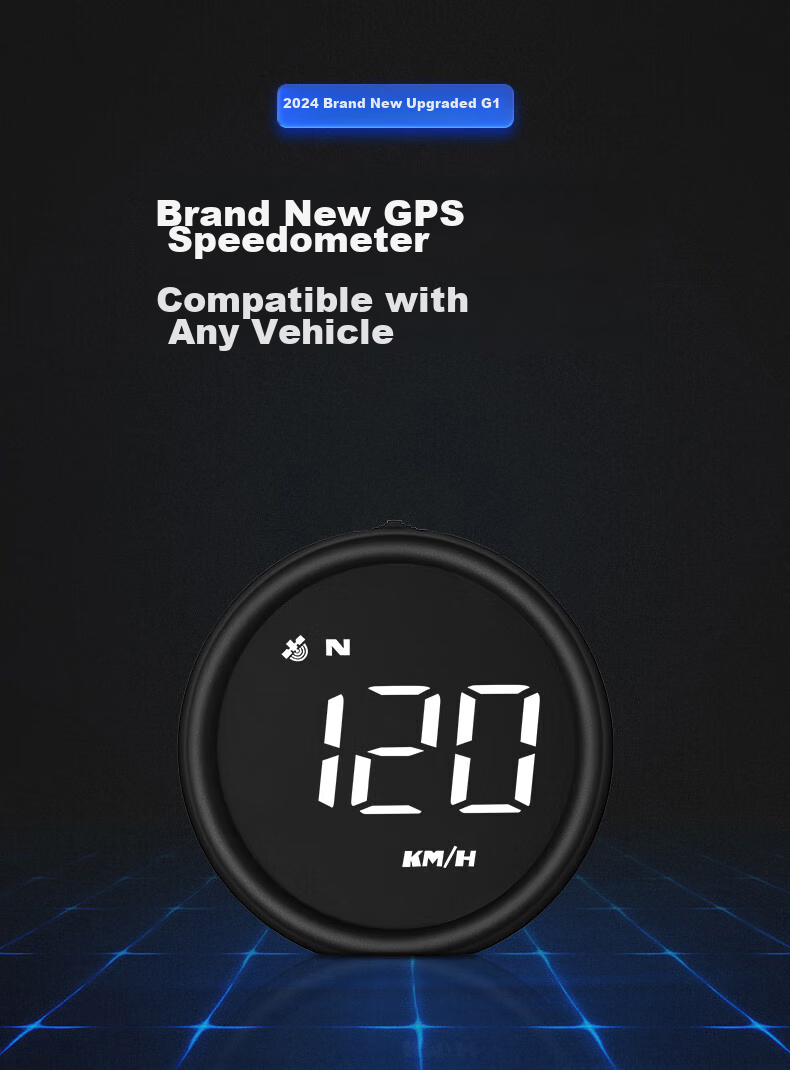 XINWUZHIJING Car HUD Head-Up Display, Universal LCD Instrument Cluster, GPS Version, Speed Warning, Leveling Display G1 2
