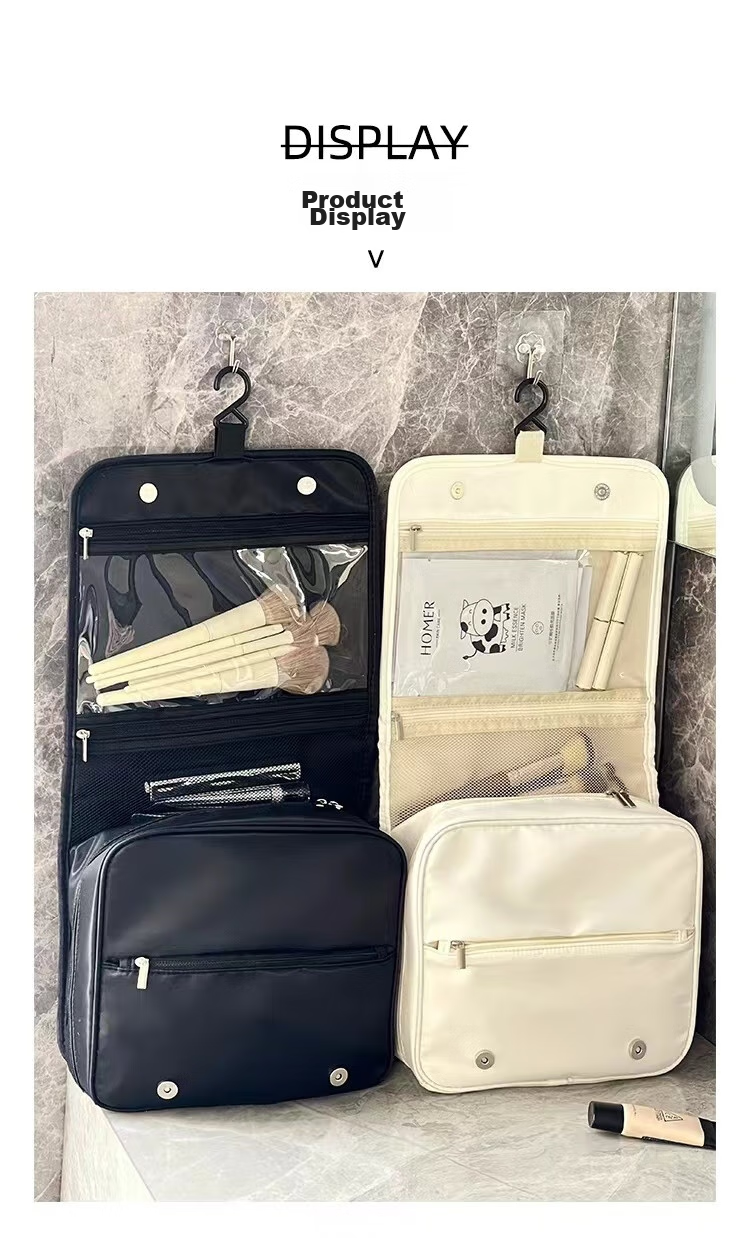 Fanyejia Toiletry Bag, Storage Bag for Women, Travel Makeup Bag, Large Capacity, Light Luxury Style, Black, 9cm Fabric Handbag Desig 7