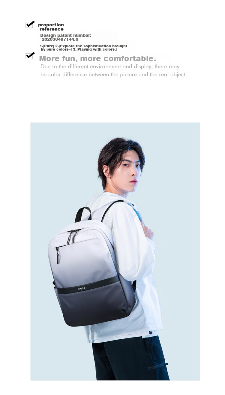 GOLF Backpack for Men And Women, Casual Laptop Backpack for Students, Gradient Commuter Outdoor Travel Backpack, Ink Wash Color 18