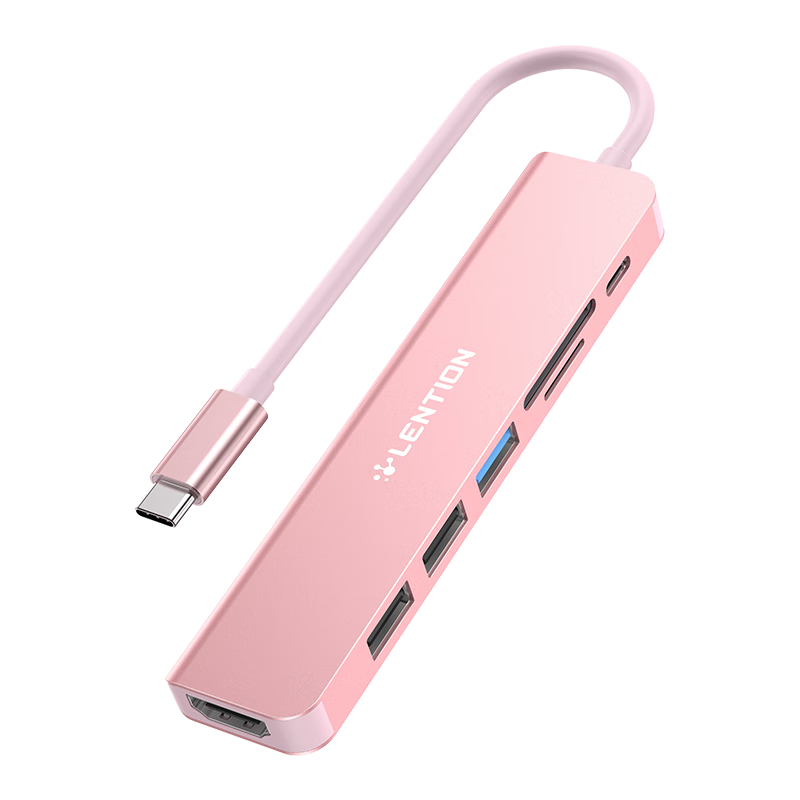 LENTION Compatible with Apple Laptops, Type-C Expansion Dock, USB 3.0 Hub, HDMI 4K Screen Mirroring Converter, Splitter Adapter, SD/TF Card Reader